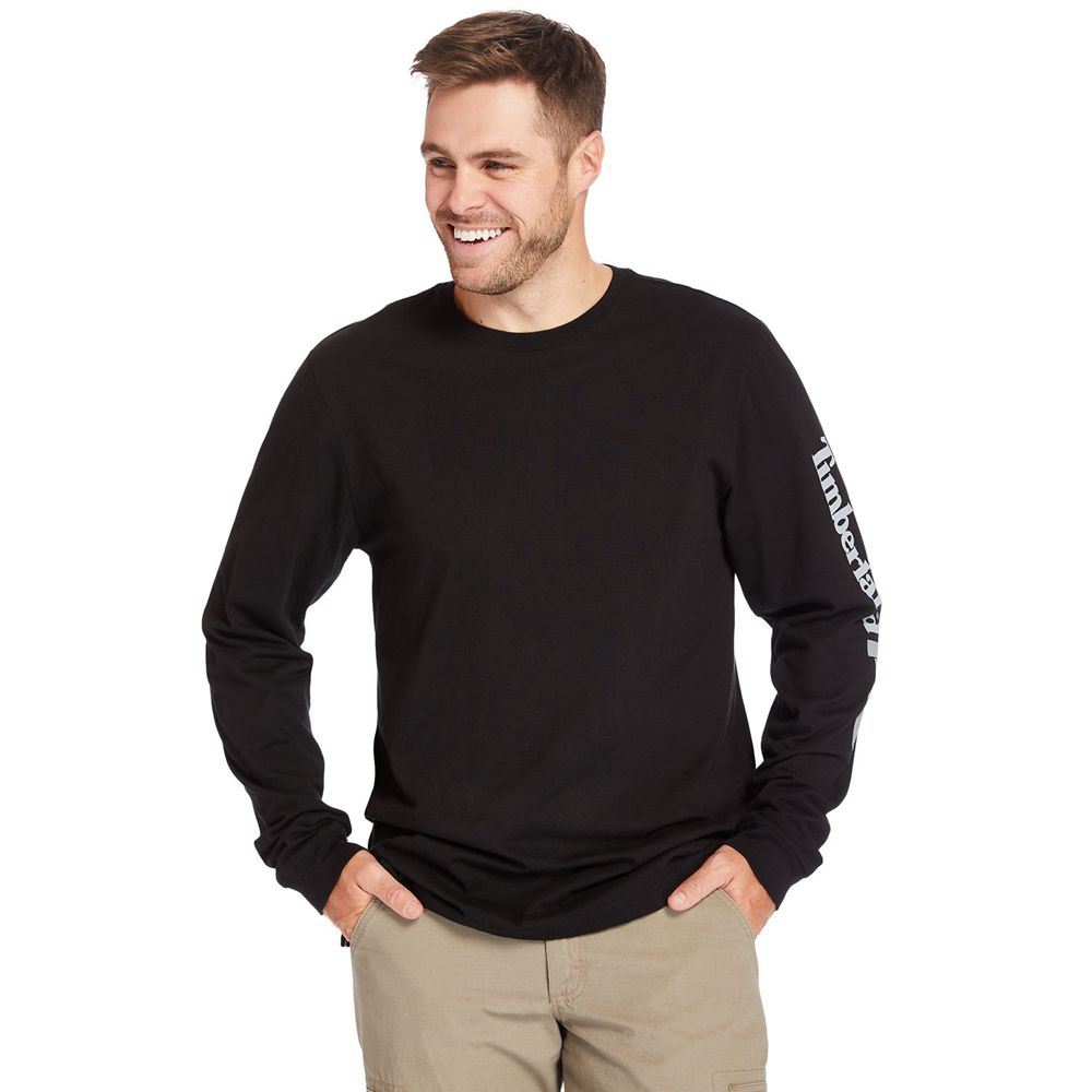 Timberland Μπλουζάκια Ανδρικα Μαυρα - Pro® Big & Tall Base Plate Long-Sleeve Wicking - Greece 823457